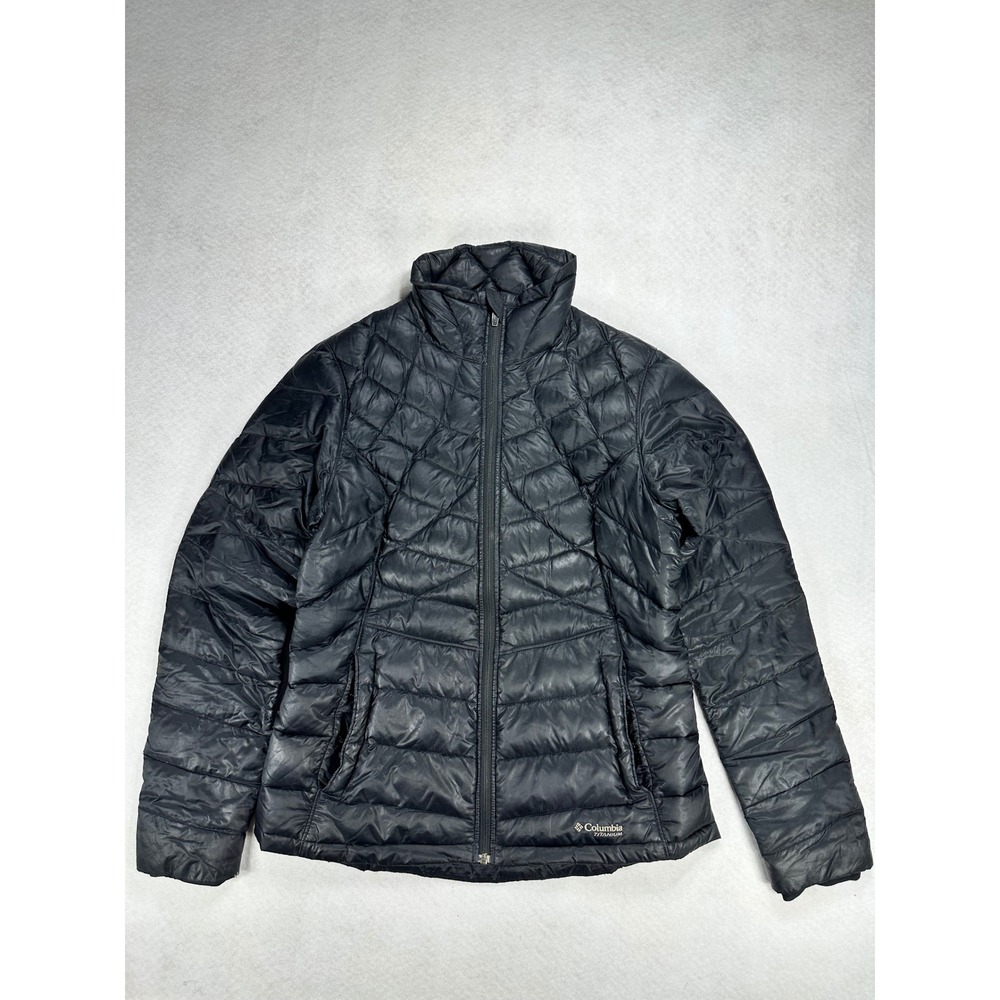Columbia Titanium Puffer Jacket Womens Large Black Down Full Zip